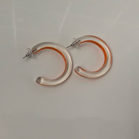 NY&Co Women's Large Resin Hoop Earrings Orange - Picture 5 of 7